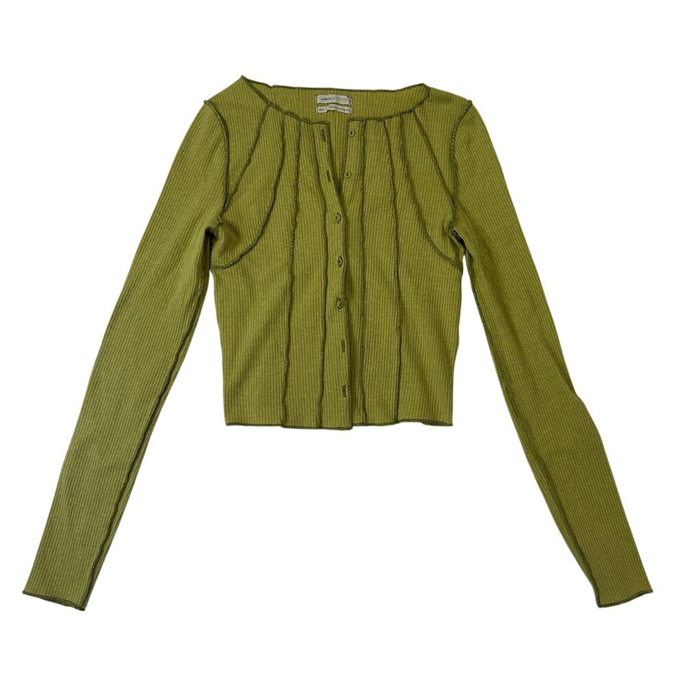 Urban Outfitters women's Long Sleeved Fitted Paneled Button Up Cardigan/Top
